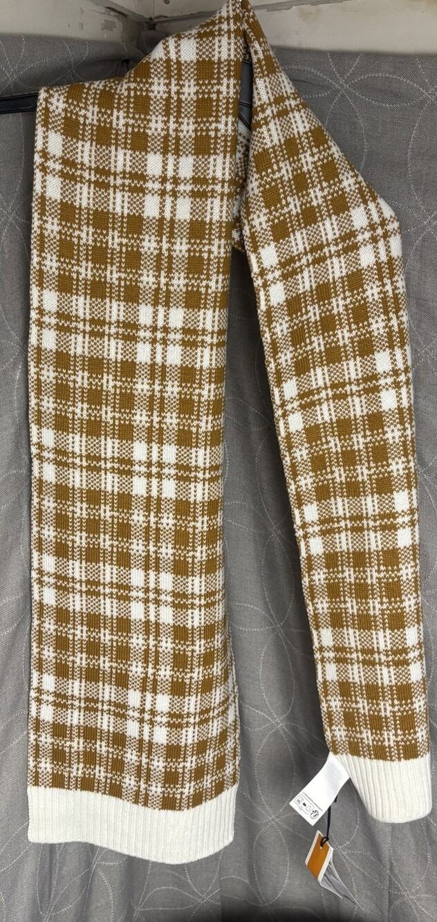 Timberland Scarf Buffalo Plaid Beige NWT Fall Cozy Soft